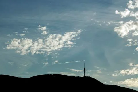 Cloudy landscape over the mountain Stock Photos