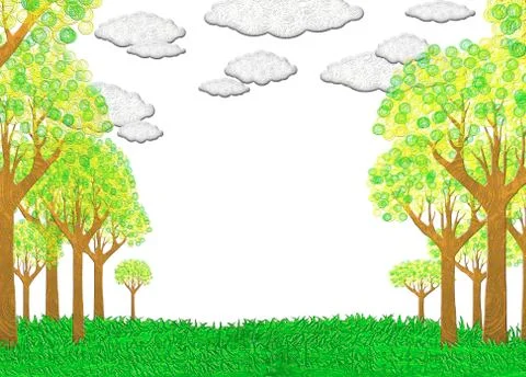 Cloudy landscape with trees and copyspace Stock Illustration