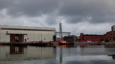 Cloudy Malmo City Timelapse Featuring Historic Warehouses and Towers Stock Footage 308199303