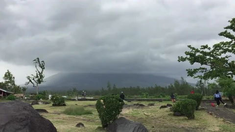 Cloudy Mayon Volcano Stock Footage 142187470