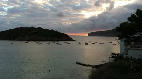Cloudy Mediterranean sunset Video stock 12517916