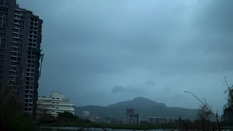 Cloudy Monsoon Landscape Over Green Mountains in India Stock Footage 339926749