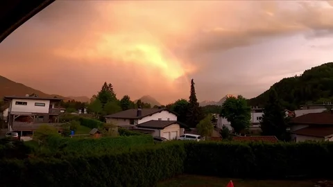 Cloudy mood after the thunderstorm with rainbow Stock Footage 277690486