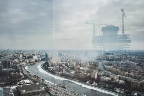 Cloudy mood of the city Stock Photos