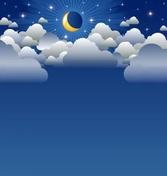 Cloudy moon Stock Illustration