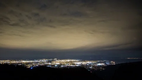 Cloudy Moonlight Timelapse Over the City of Vancouver Stock Footage 73307503