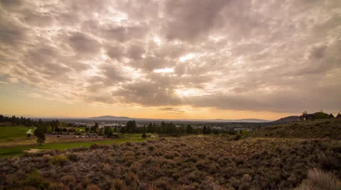 Cloudy Morning by a Golf Course in Bend Stock Footage 24974542