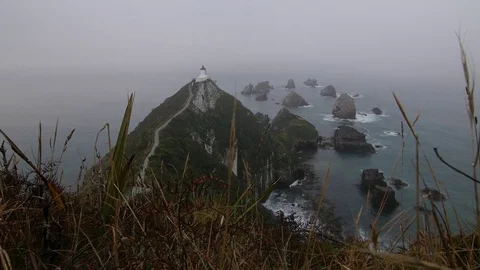 Cloudy morning at Nugget Point Stock Footage 78051909