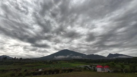 Cloudy Morning Over Mount Rinjani Lombok Indonesia Video stock 330445278