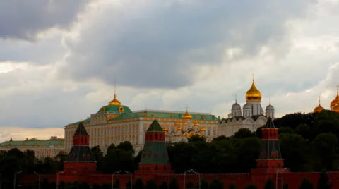 Cloudy Moscow kremlin time lapse Stock Footage 26089860