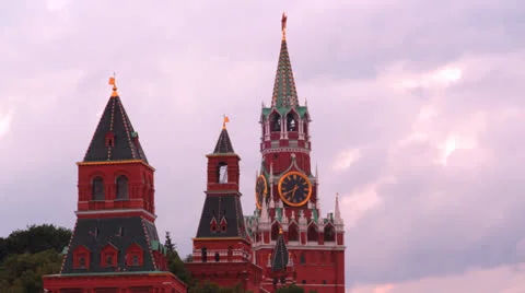 Cloudy Moscow kremlin time lapse Stock Footage 26090304
