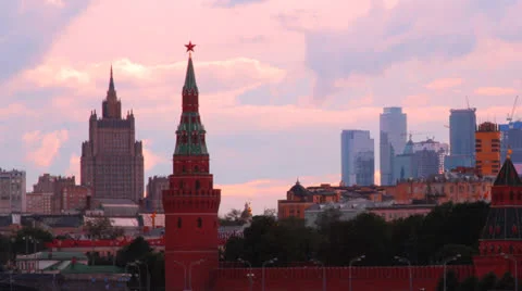 Cloudy Moscow kremlin time lapse Stock Footage 26091034