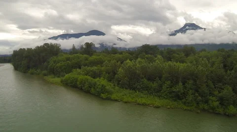 Cloudy Mountain Aerial Flyby Stock Footage 40613607