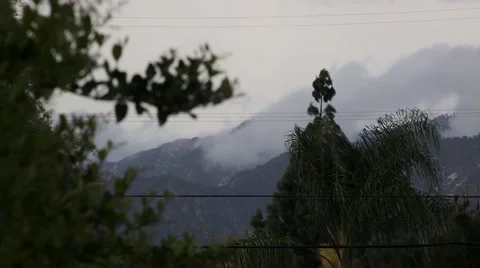 Cloudy Mountain Behind Trees Timelapse Stock Footage 61159496
