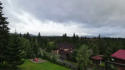 Cloudy mountain day fig trees Stock Footage 260394203