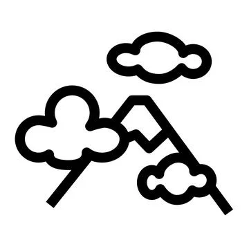 Cloudy mountain flat outline Stock Illustration