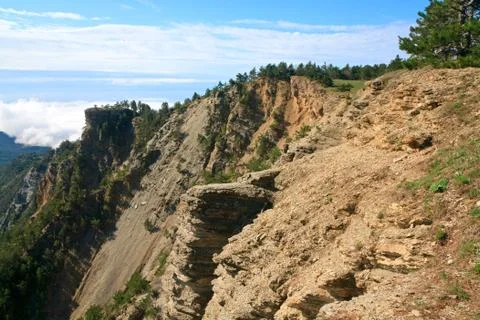 Cloudy mountain landscape Stock Photos