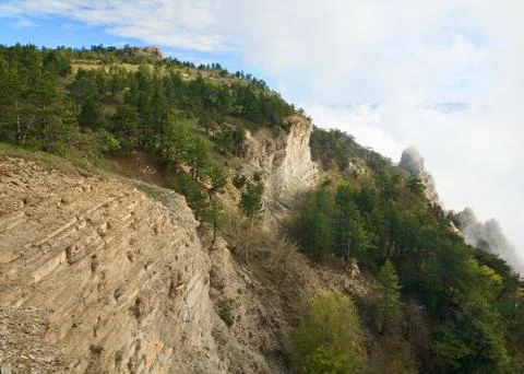 Cloudy mountain landscape Stock Photos