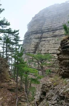 Cloudy mountain landscape Stock Photos