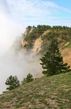 Cloudy mountain landscape Stock Photos