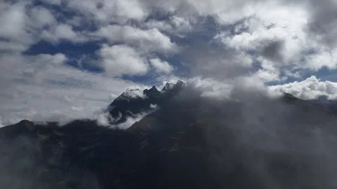 Cloudy mountain peaks in Portes du Soleil Stock Footage 317114498