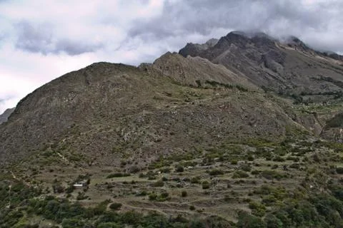 Cloudy mountain range on the Inca Trail to Machu Picchu. A awesome hiking t.. Stock Photos