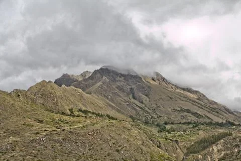 Cloudy mountain range on the Inca Trail to Machu Picchu. A awesome hiking t.. Stock Photos