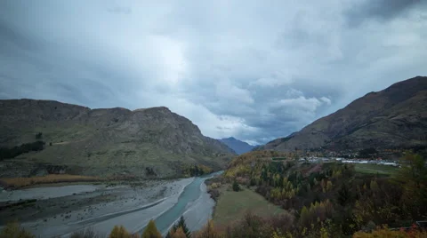 Cloudy Mountain Sunset Time-lapse in Queenstown Stock Footage 63509185