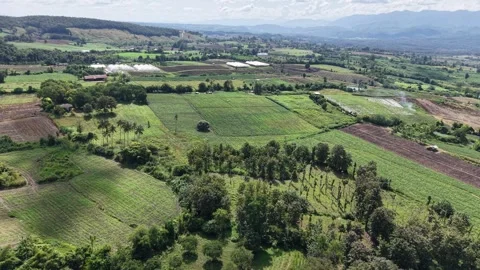 Cloudy Mountain Valley Drone Footage Stock Footage 321007308