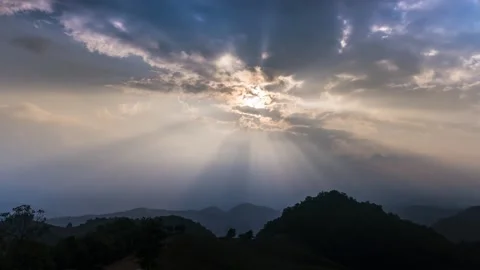 Cloudy movement above on mountain at sunset time located at north of thailand Stock Footage 133124813