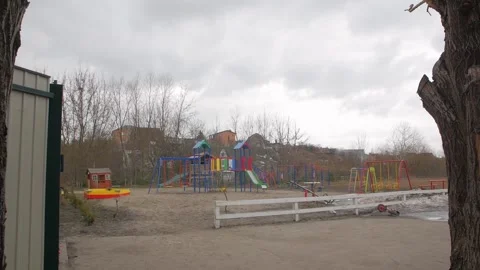 Cloudy Nature Playground Stock Footage 162874764