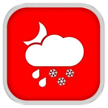 Cloudy at night with considerable amount of rain and snow sign Ilustración de archivo