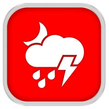 Cloudy at night with considerable amount of rain and with possibility of ligh Stockillustratie