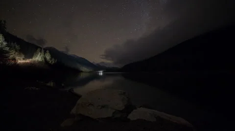 Cloudy night at Duffey Lake Stock Footage 49182382
