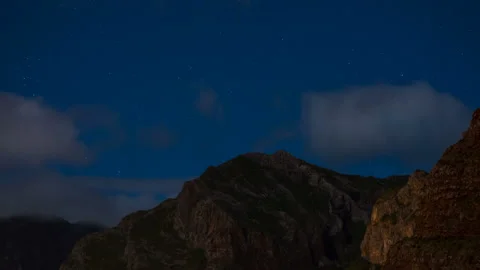 Cloudy Night in the Mountains Stock Footage 131873402