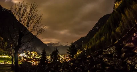 Cloudy Night Mountains Motionlapse 4k Stock Footage 49626479