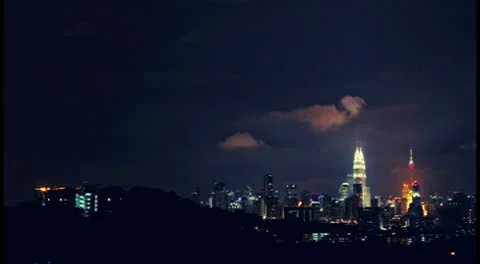 Cloudy Night Over Kuala Lumpur Stock Footage