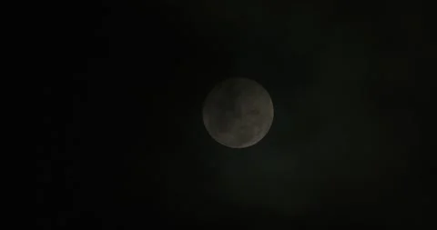 Cloudy Night Sky with Full Moon in Australia, 8K Stock Footage 332956097