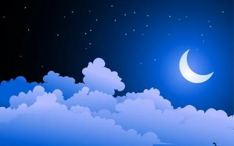 Cloudy night sky Stock Illustration