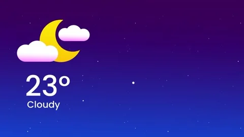 Cloudy Night Weather Widget Twenty One Degrees Moon Cloud Dark Midnight Blue Stock Footage 334471632