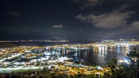 Cloudy norwegian cityscapes Stock Footage 100680404