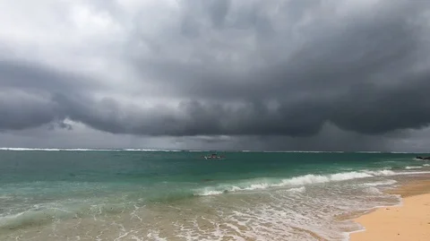 Cloudy ocean beach Stock Footage 107266787