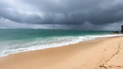 Cloudy ocean beach Stock Footage 107266788