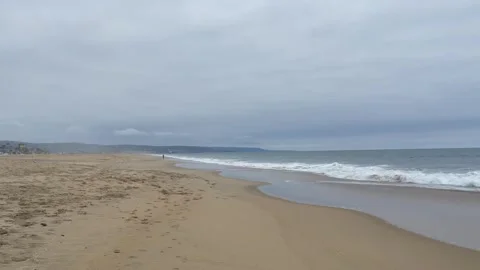 Cloudy ocean beach landscape. Empty beach Stock Footage 245961903