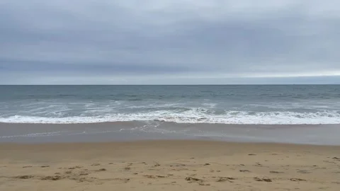 Cloudy ocean beach landscape. Empty beach Stock Footage 246404844