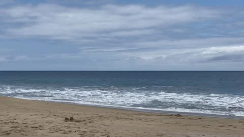 Cloudy ocean beach landscape. Empty beach Stock Footage 249143248