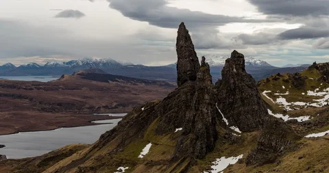 Cloudy Old man of Storr Stock Footage 88018886