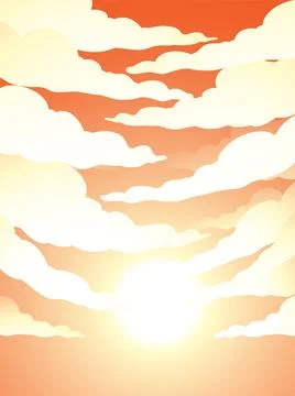 Cloudy Orange Sky with Bright Sun Light Stock Illustration