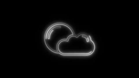 Cloudy Outline Icon in HD Video Neon Animation  Weather and Forecast Symbol Stock Footage 304375114