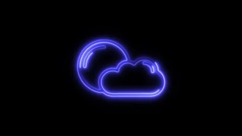 Cloudy Outline Icon in HD Video Neon Animation  Weather and Forecast Symbol Stock-Footage 304375115